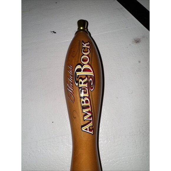 Michelob Amber Bock Beer Wooden Tap Handle with Brass Accents 11 1/2" High - Picture 7 of 16